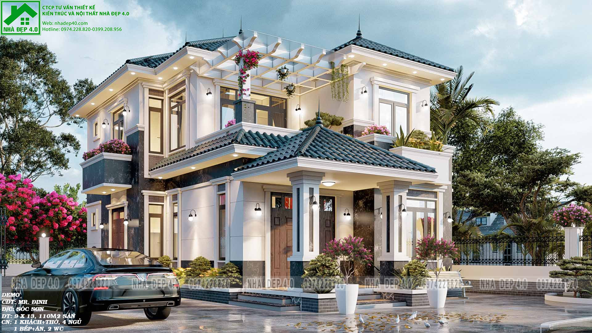 BT2021003| MẪU BIỆT THỰ MÁI NHẬT 2 TẦNG  QUẤN HÚT TẠI SÓC SƠN - HÀ NỘI